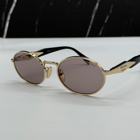Prada Gold and Gray Oval Sunglasses - Picture 6 of 10